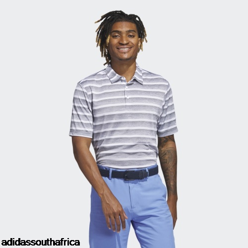 Grey Two-Color Striped Polo Shirt Adidas Adidas South Africa