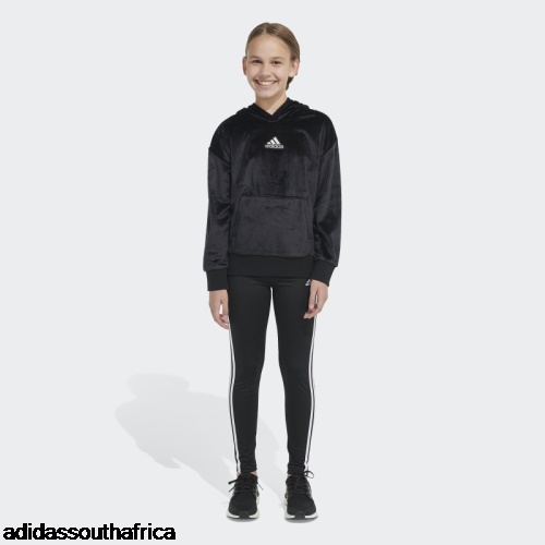 Black Cozy Fleece Pullover Hoodie Adidas South Africa