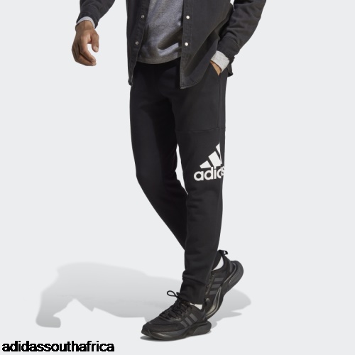 Black Essentials French Terry Tapered Cuff Logo Pants Adidas Adidas South Africa