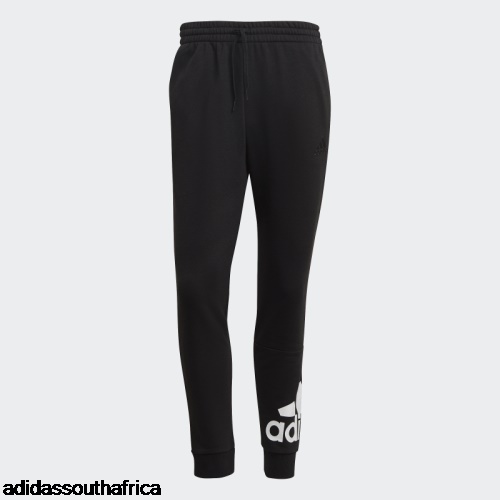 Black Essentials French Terry Tapered Cuff Logo Pants Adidas South Africa