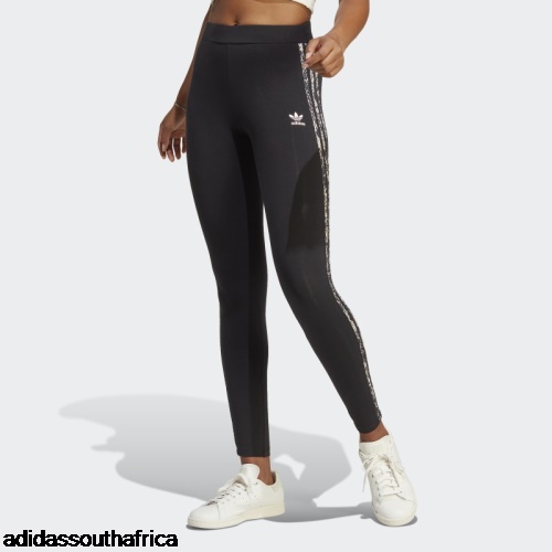 Black 3-Stripes Print Leggings Adidas Adidas South Africa