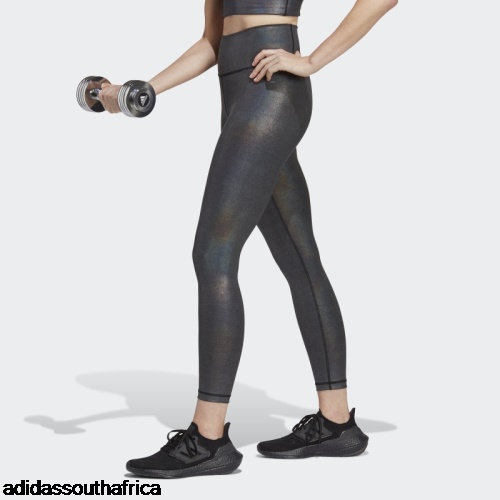 Black Optime Training Shine 7/8 Leggings Adidas South Africa