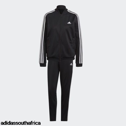 Black Essentials 3-Stripes Tracksuit Adidas South Africa