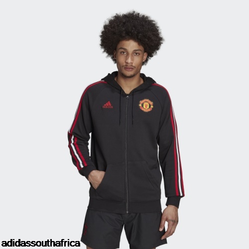 Manchester United 3-Stripes Full-Zip Hoodie Black Adidas South Africa