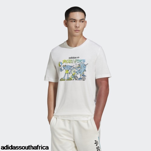 White Graphic Stoked Fish T-Shirt Adidas Adidas South Africa