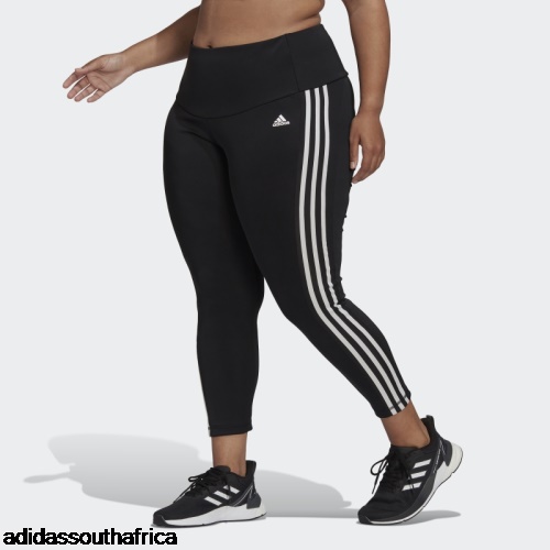 Designed to Move High-Rise 3-Stripes 7/8 Sport Leggings (Plus Size) Black Adidas South Africa