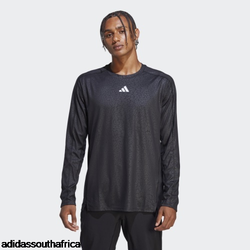 Black Workout PU Print Long Sleeve Tee Adidas South Africa