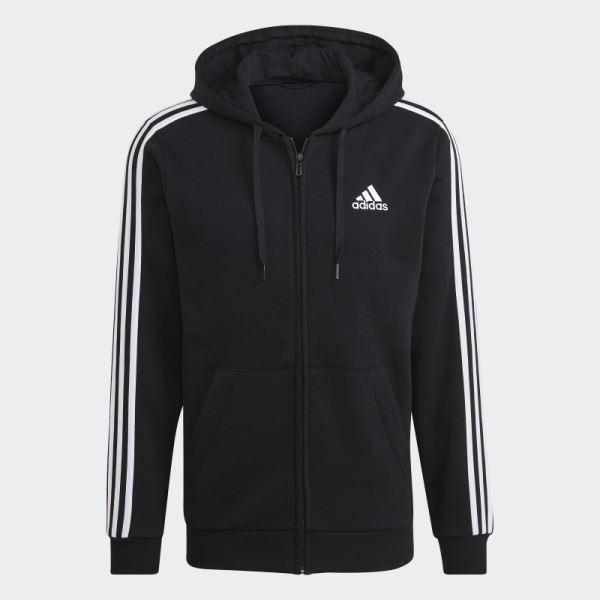 Essentials Fleece 3-Stripes Full-Zip Hoodie Adidas Black