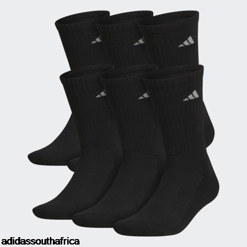 Black Athletic Cushioned Crew Socks 6 Pairs Adidas South Africa