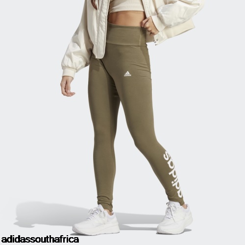 ESSENTIALS HIGH-WAISTED LOGO LEGGINGS Olive Adidas Adidas South Africa