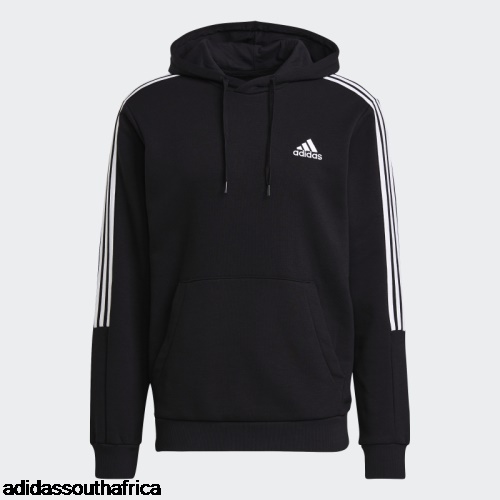 Black Essentials Fleece Cut 3-Stripes Hoodie Adidas Adidas South Africa