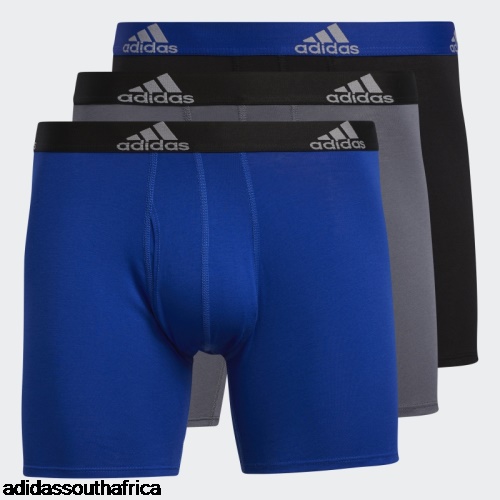 Medium Blue Stretch Cotton Boxer Briefs 3 Pairs Adidas South Africa