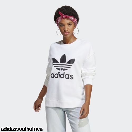 White Trefoil Crew Sweatshirt Adidas Adidas South Africa