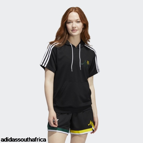 Candace Parker Short Sleeve Hoodie Black Adidas South Africa