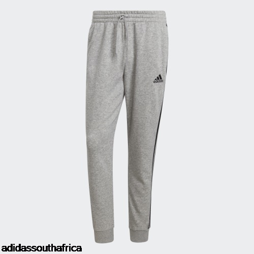 Medium Grey Essentials Fleece Tapered Cuff 3-Stripes Pants Adidas South Africa