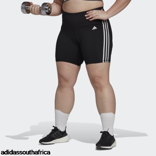 Black Training Essentials 3-Stripes High-Waisted Short Leggings (Plus Size) Adidas South Africa