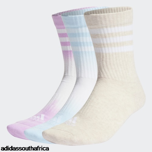 Dip-Dyed 3-Stripes Cushioned Crew Socks 3 Pairs White Adidas South Africa