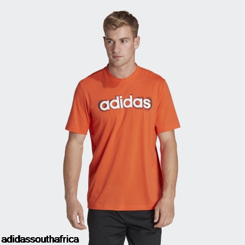 AEROREADY Workout Silicone Print Linear Logo Training Tee Orange Adidas South Africa