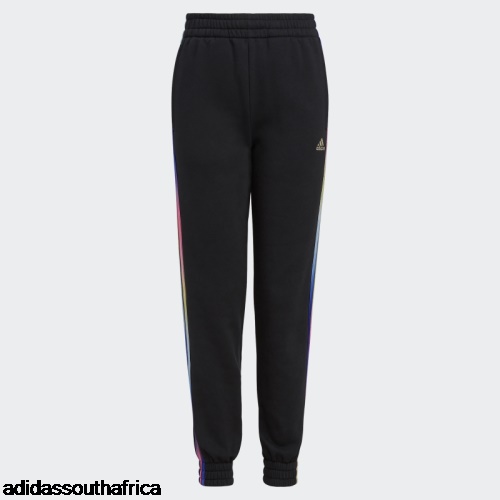 Black Allover Print Stripe Fleece Joggers Adidas South Africa