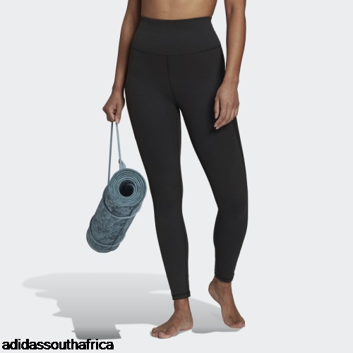 Yoga Studio Luxe Wind Super-High-Waisted Rib Leggings Black Adidas South Africa