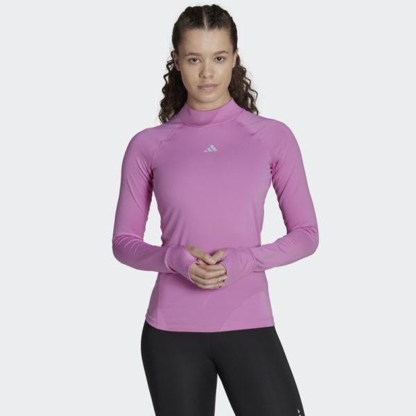 Techfit AEROREADY Warm Long Sleeve Training Top Adidas Lilac