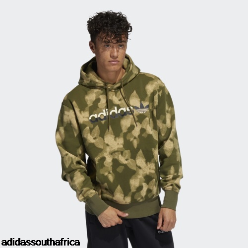 Winter Leaves Allover Print Hoodie Olive Adidas South Africa