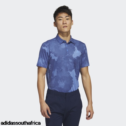 Blue Flower Mesh Golf Polo Shirt Adidas South Africa