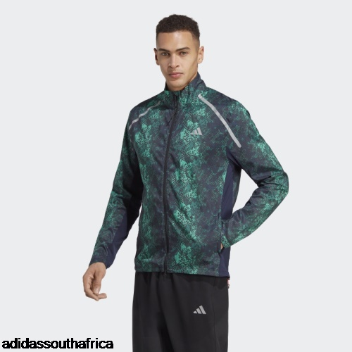 Black Allover Print Marathon Jacket Adidas South Africa