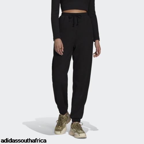 Black Rib Cuffed Tracksuit Bottoms Adidas South Africa