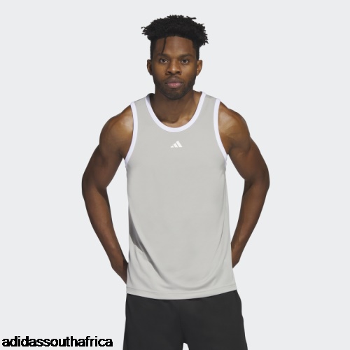 Metal Grey Legends Basketball 3-Stripes Tank Top Fashion Adidas South Africa