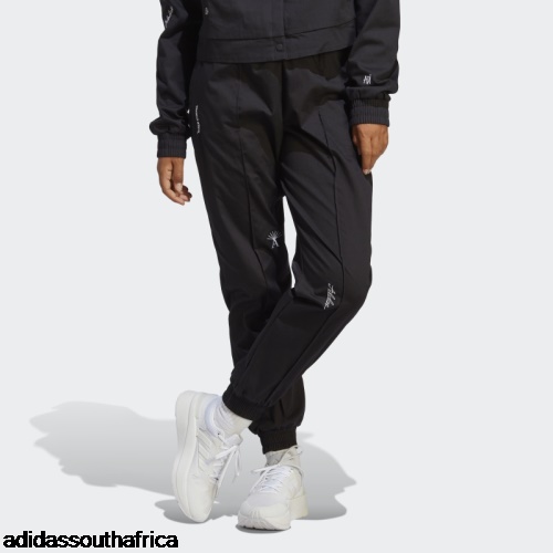 Black Loose Pants with Healing Crystals-Inspired Graphics Adidas South Africa