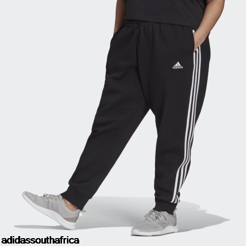 Essentials 3-Stripes Fleece Pants (Plus Size) Black Adidas Adidas South Africa