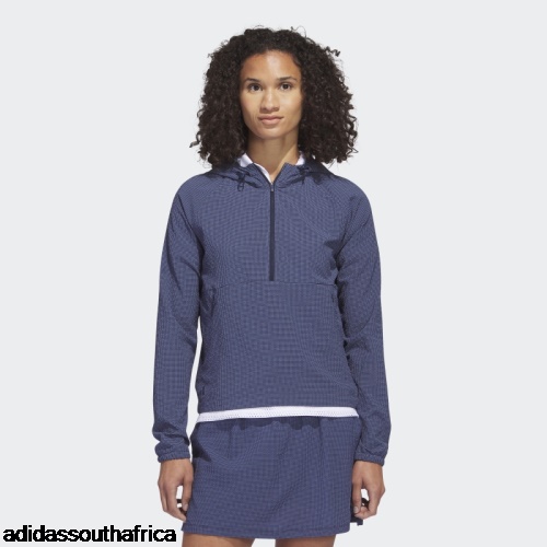 Navy Seersucker 1/4-Zip Golf Hoodie Adidas Adidas South Africa