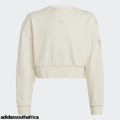 Graphic Print Crop Crew Sweatshirt White Adidas South Africa