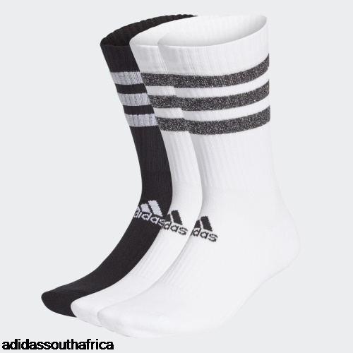 White Glam 3-Stripes Cushioned Crew Sport Socks 3 Pairs Adidas South Africa