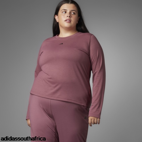 Authentic Balance Yoga Long Sleeve Tee (Plus Size) Burgundy Adidas South Africa