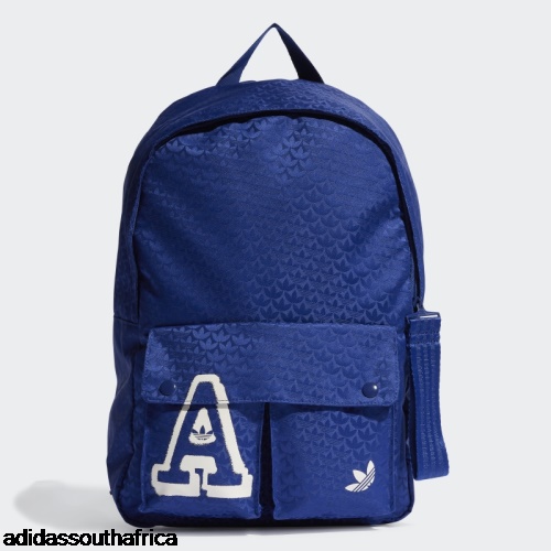 Trefoil Jacquard Monogram Backpack Victory Blue Adidas South Africa