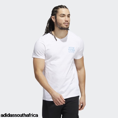 White New York City Script Short Sleeve Graphic Tee Adidas Adidas South Africa