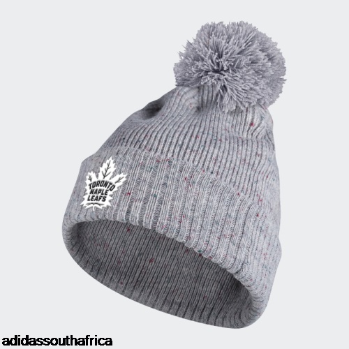 Leafs Speckle Cuffed Pom Beanie Grey Adidas South Africa