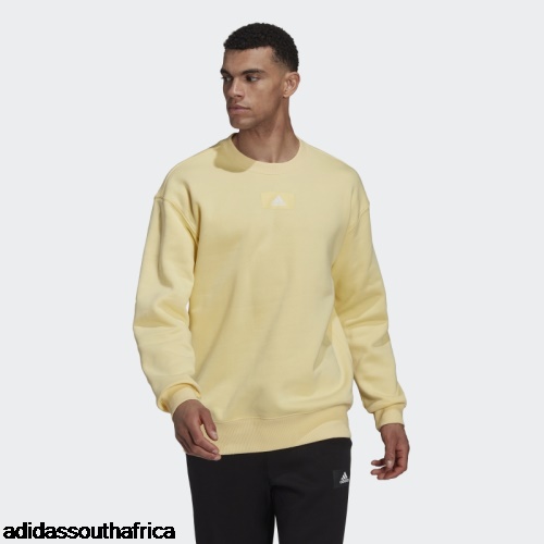 Essentials FeelVivid Cotton Fleece Drop Shoulder Sweatshirt Yellow Adidas South Africa