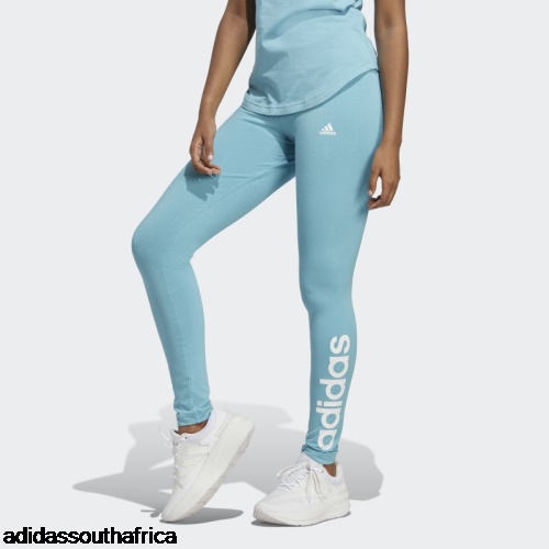 Blue ESSENTIALS HIGH-WAISTED LOGO LEGGINGS Adidas South Africa