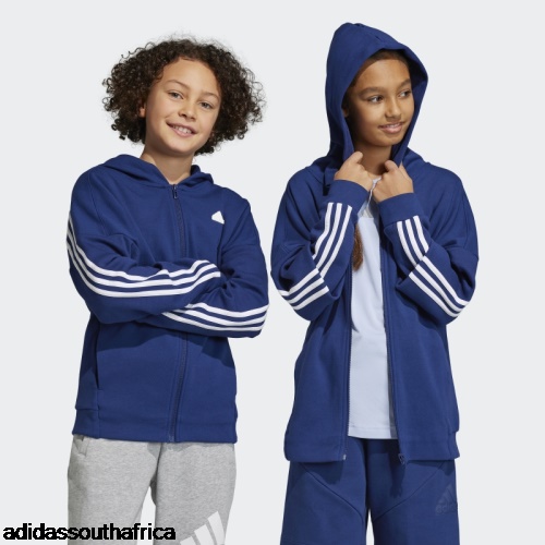 Dark Blue Future Icons 3-Stripes Full-Zip Hooded Track Top Adidas South Africa