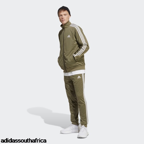 Basic 3-Stripes Tricot Tracksuit Olive Adidas South Africa