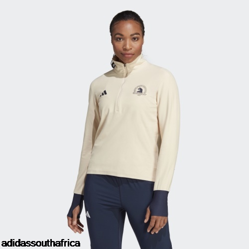 Boston Marathon 2023 1/2-Zip Long Sleeve Running Top Sand Adidas South Africa