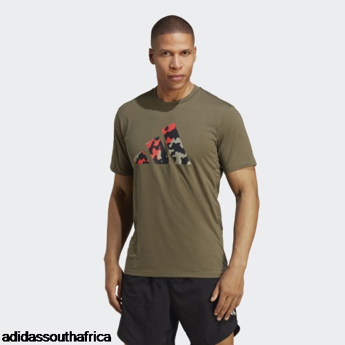 Train Essentials Seasonal Logo Training Tee Olive Adidas Adidas South Africa