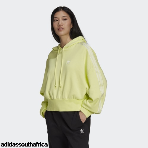 Yellow Adicolor Classics Satin Tape Cropped Hoodie Adidas South Africa