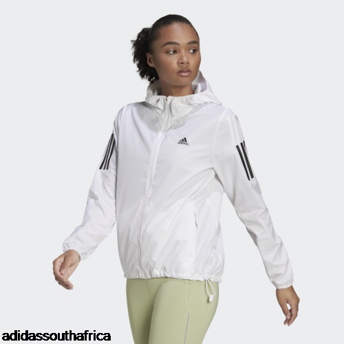 White Own the Run Hooded Running Windbreaker Adidas South Africa