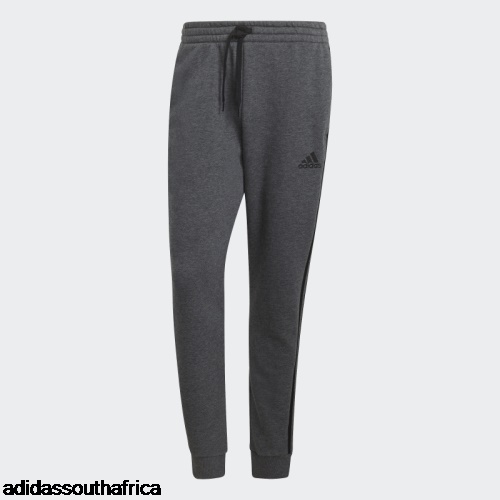 Dark Grey Heather Essentials French Terry Tapered-Cuff 3-Stripes Pants Adidas Adidas South Africa