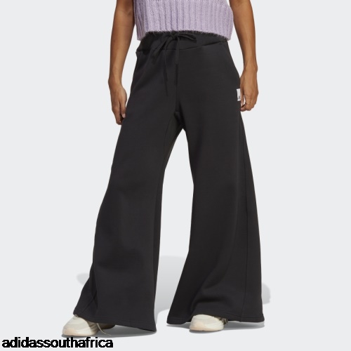 Lounge Fleece Wide Pants Black Adidas South Africa