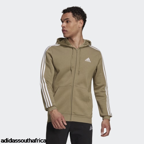 Essentials Fleece 3-Stripes Full-Zip Hoodie Orbit Green Adidas Adidas South Africa